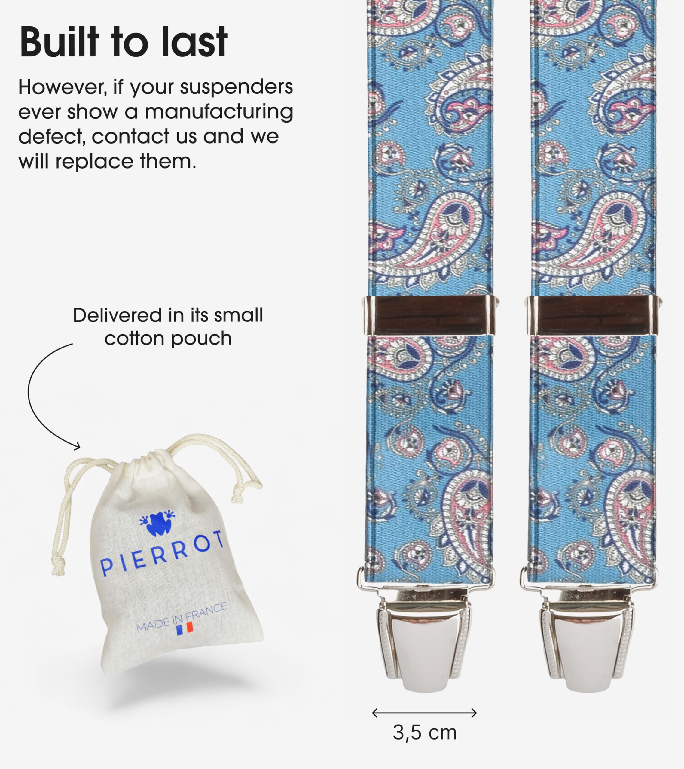 PIERROT Suspenders for Men Premium with Very Strong Clips - One Size Adjustable - Wide Heavy Duty Braces for Men Trousers - Image 4