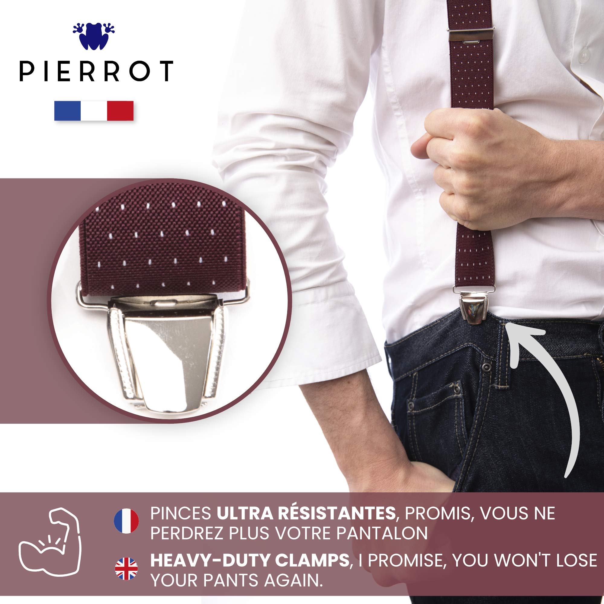 PIERROT Suspenders for Men Premium with Very Strong Clips - One Size Adjustable - Wide Heavy Duty Braces for Men Trousers - Image 7