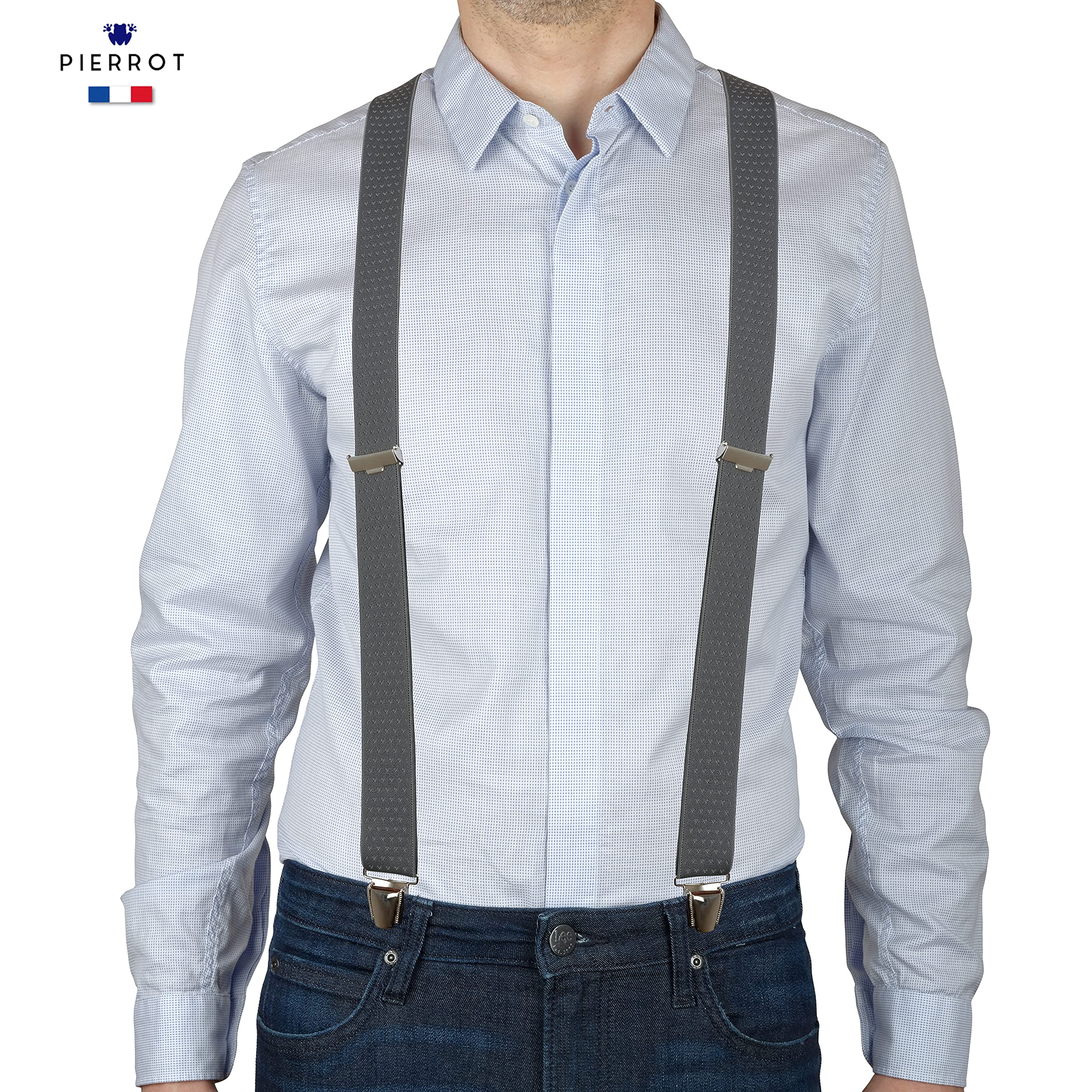 PIERROT Suspenders for Men Premium with Very Strong Clips - One Size Adjustable - Wide Heavy Duty Braces for Men Trousers - Image 3